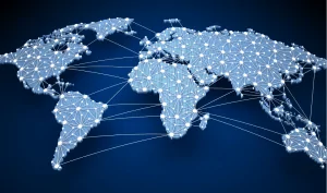Mapa que mostra envios para o mundo inteiro