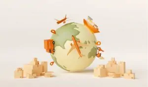 Tipos de entregas de um envio internacional rodeando o planeta